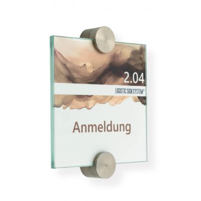 Tuerschild VITRUM P Glasschild fuer Buero 140 140 mm